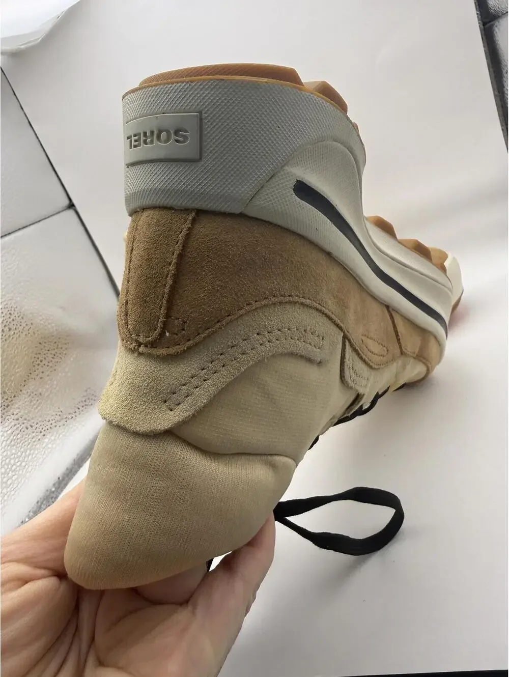Sorel Beige Brown High-Top Sneakers Size 7 with Black Laces ONA 503 Mid Sneaker - Picture 9 of 11